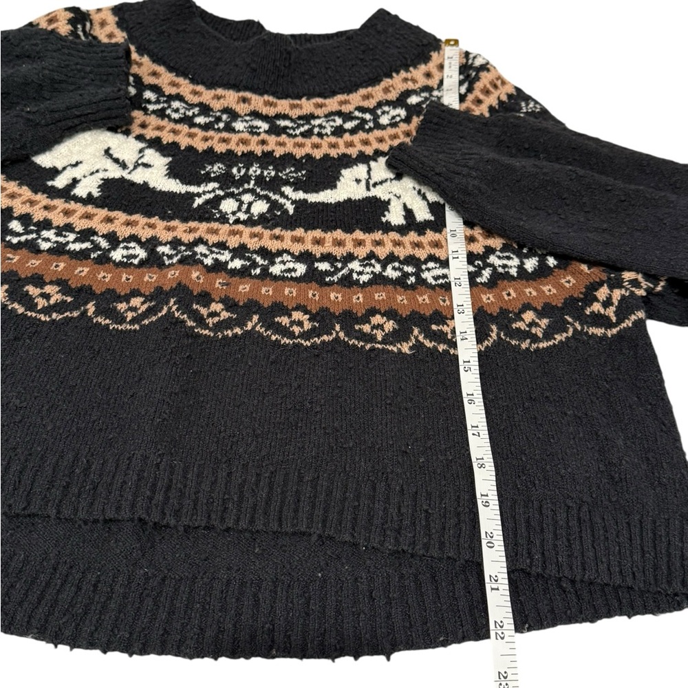 Free People Nellie Fair Isle Elephant Boucle Knit Black Swearer Medium - Picture 7 of 10